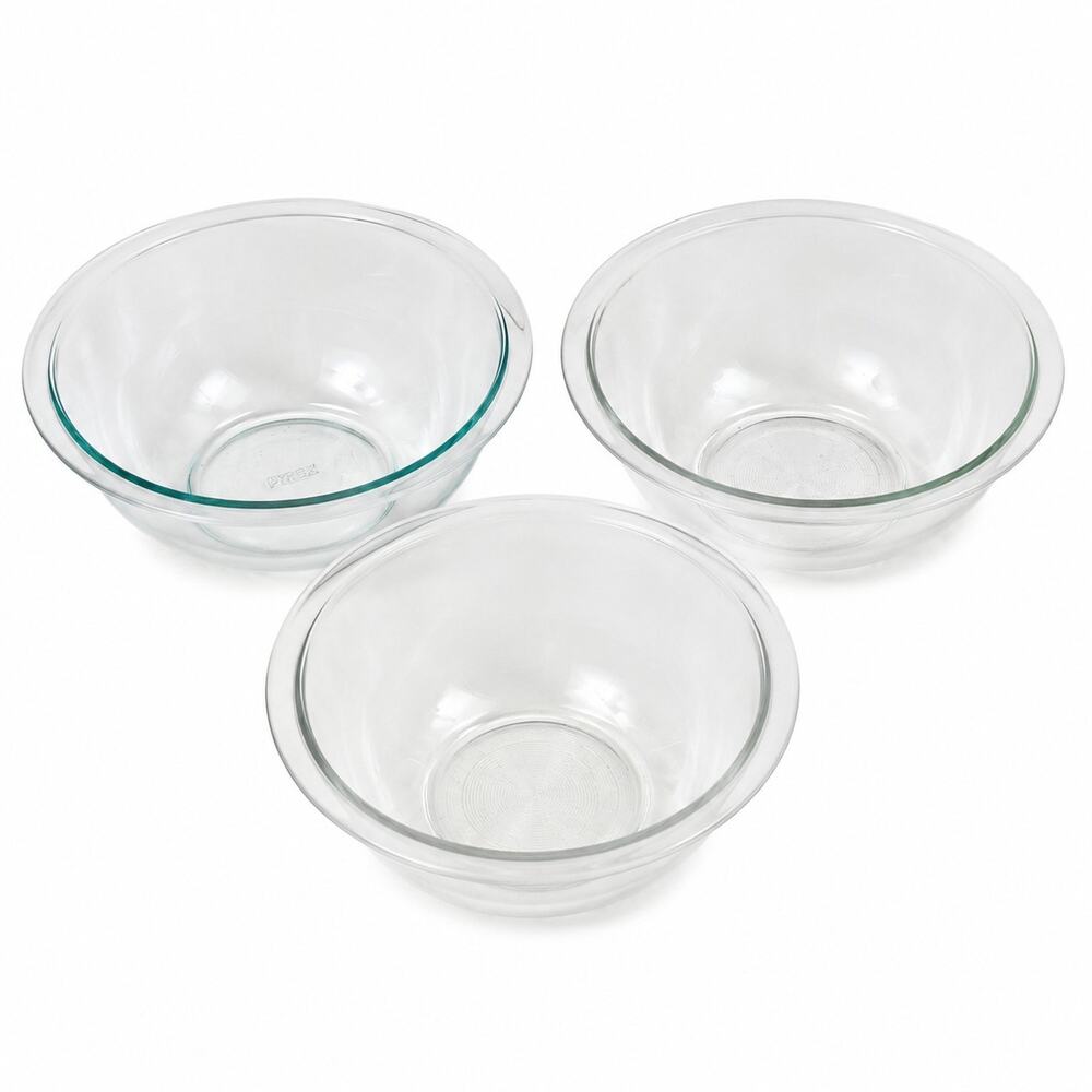Pyrex Clear Glass Bowls Nesting Mixing Bowl Set of 3 Large 10" Kitchen Cooking